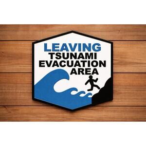 Leaving Tsunami Evacuation Area Road Sign Highway Travel Hawaii Safety Warning